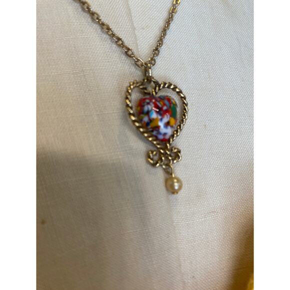 vintage 1970s millifore heart necklace sarah coventry braided goldtone jewelry - Picture 5 of 7